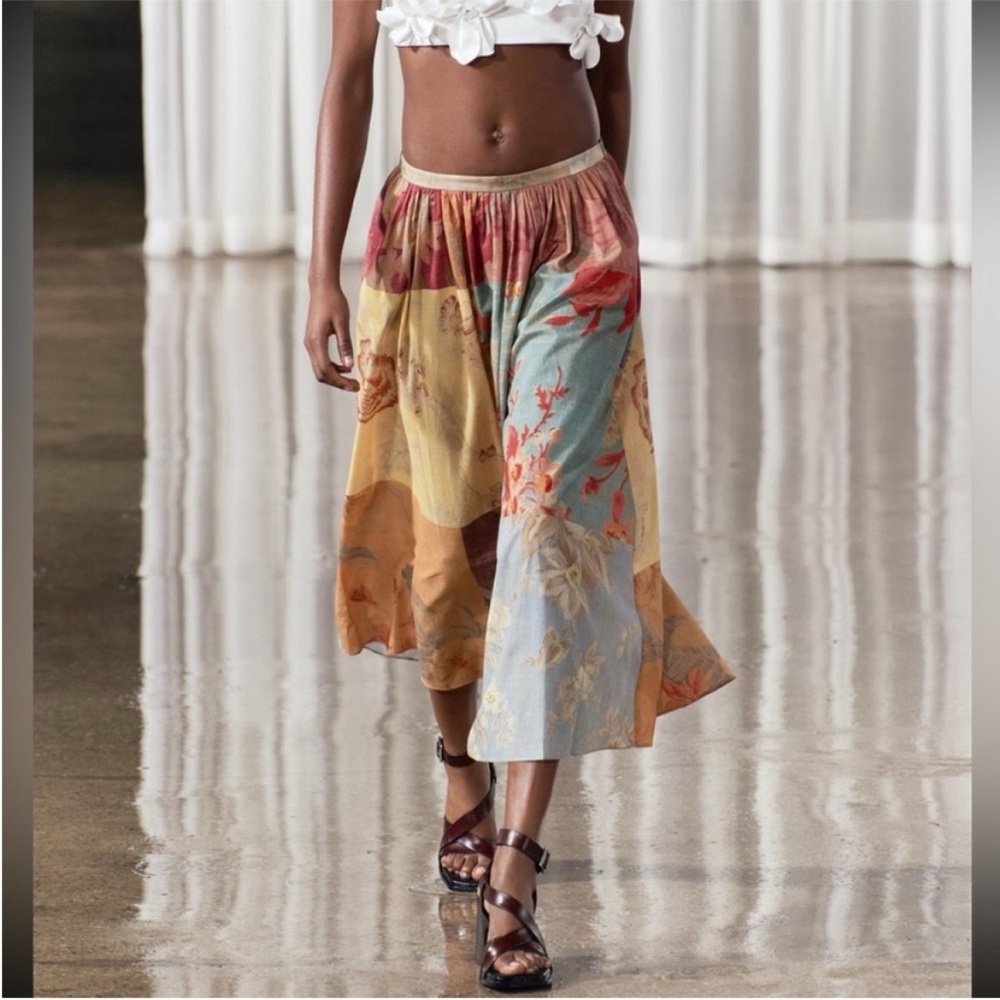 Zara, Multicolored, printed midi skirt ZW Collection, Large